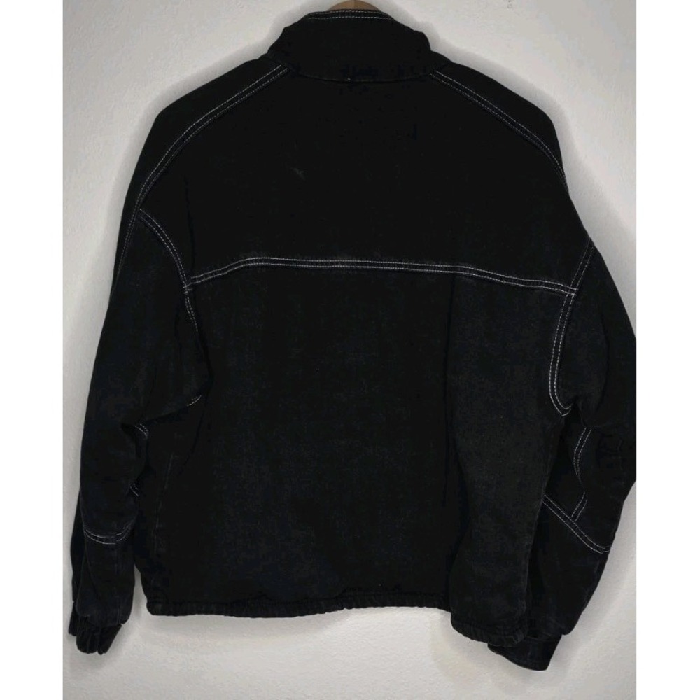 NEW Unif Code Jacket Black Distressed Denim Zip Heavyweight Moto Grunge Baggy XS - Picture 5 of 9